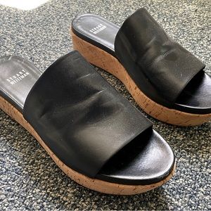 Stuart Weitzman Black Leather Mules